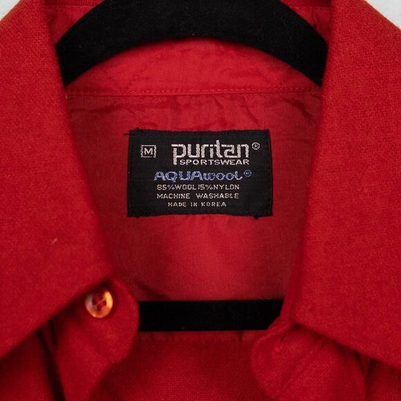 Vintage Puritan Aquawool red wool blend button down-M - Picture 3 of 5